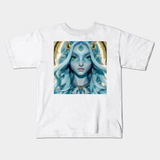 Gorgeous Imaginary Portrait of Owl Goddess Kids T-Shirt